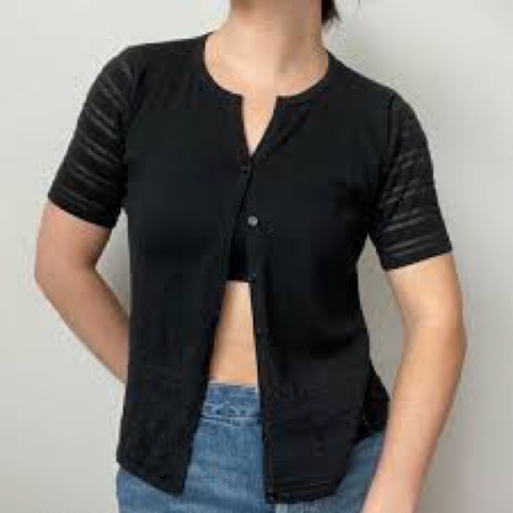 Black Short Sleeves Cardigan Cover Up